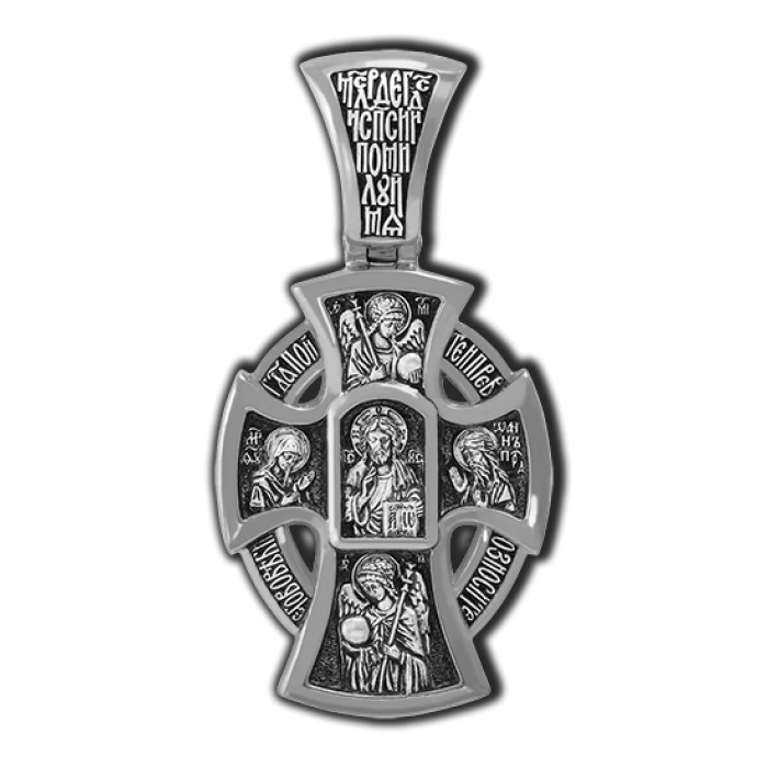 18678 Господь Вседержитель. Деисус. Валаамская икона Божией Матери. Ксения Петербургская и Матрона Московская. Православный крест.